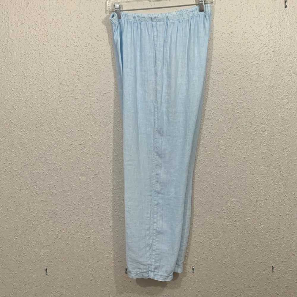 Francesca Bettini Ice Blue 100% Linen Pull-On Pants size M